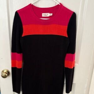 Eliza J Black Maxi Dress with Pink and Orange Accents